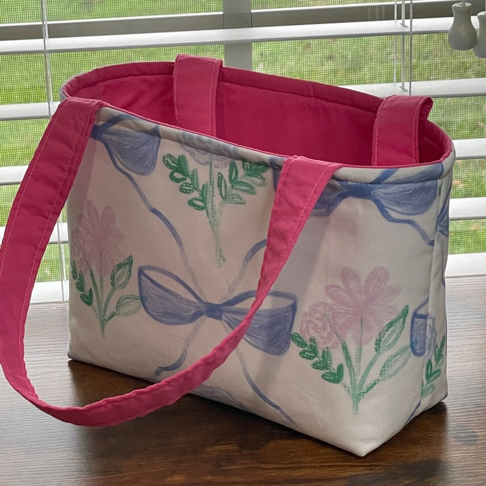Floral Pink and White Handmade Tote Bag